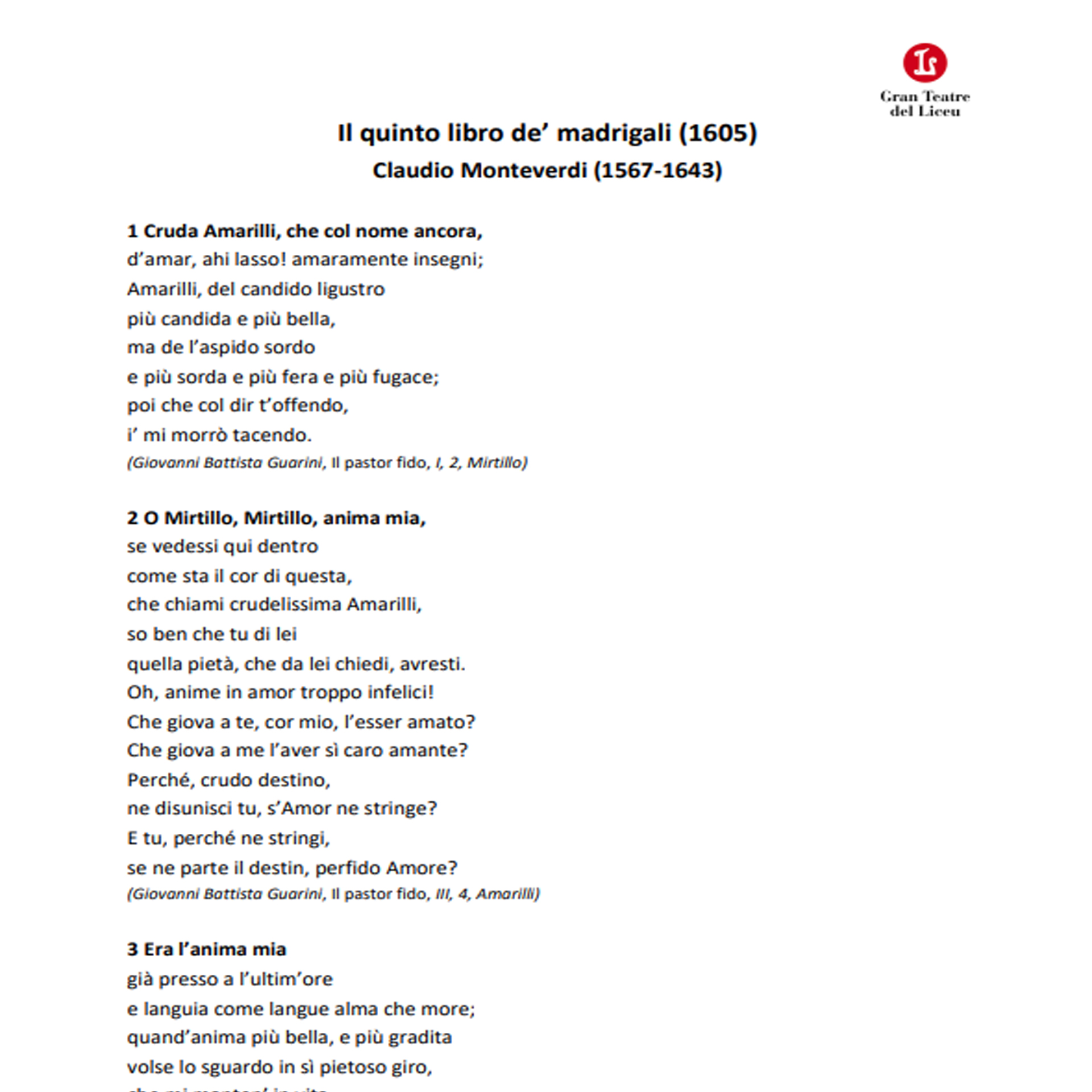 Textos Madrigals Monteverdi
