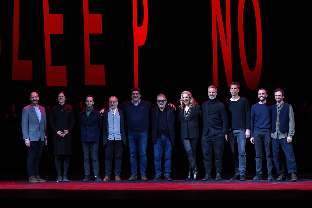 Equip artístic durant la roda de premsa de 'Macbeth' al Liceu.